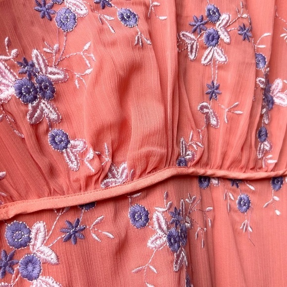 NWT LA MAISON TALULAH Sonder coral floral long sleeve ruffle midi dress Sz M - Picture 6 of 16